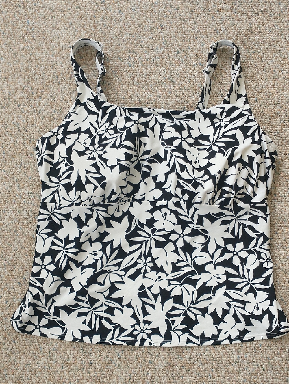 Lands' End  Underwire Square Neck Floral Print Tankini Swim Top 18 W